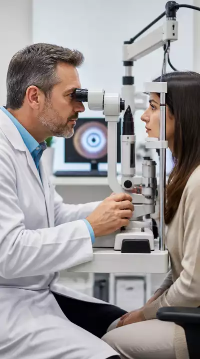 Eye doctor performing an eye exam for a patient, symbolizing proactive eye care