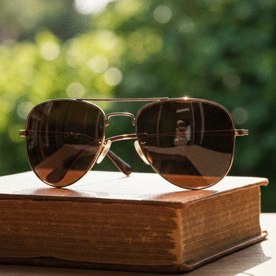 Woman holding eyeglasses with blue light filtering lenses
